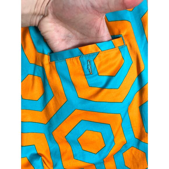 Loudmouth Golf Pants Sz 36x34L Orange And Teal Geometric Hexagon Athletic Retro - Picture 8 of 15